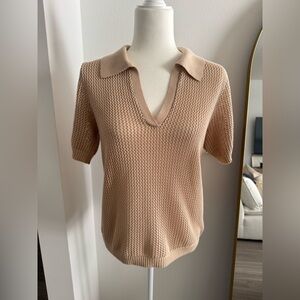 Minnie Rose Tan V-Neck Sweater🤍NWOT🤍size L